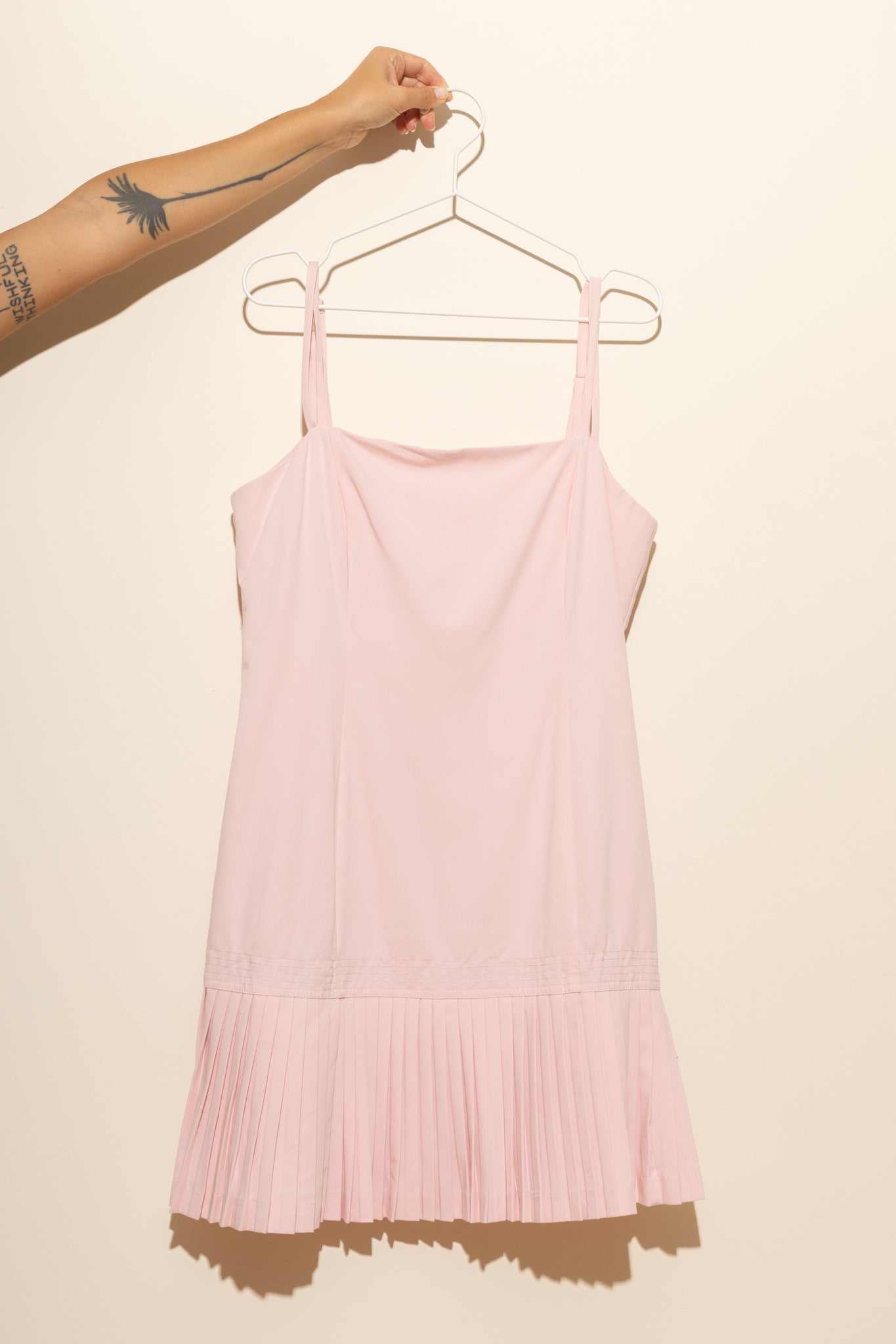 Pink Pleated Mini Dress (Size 14)