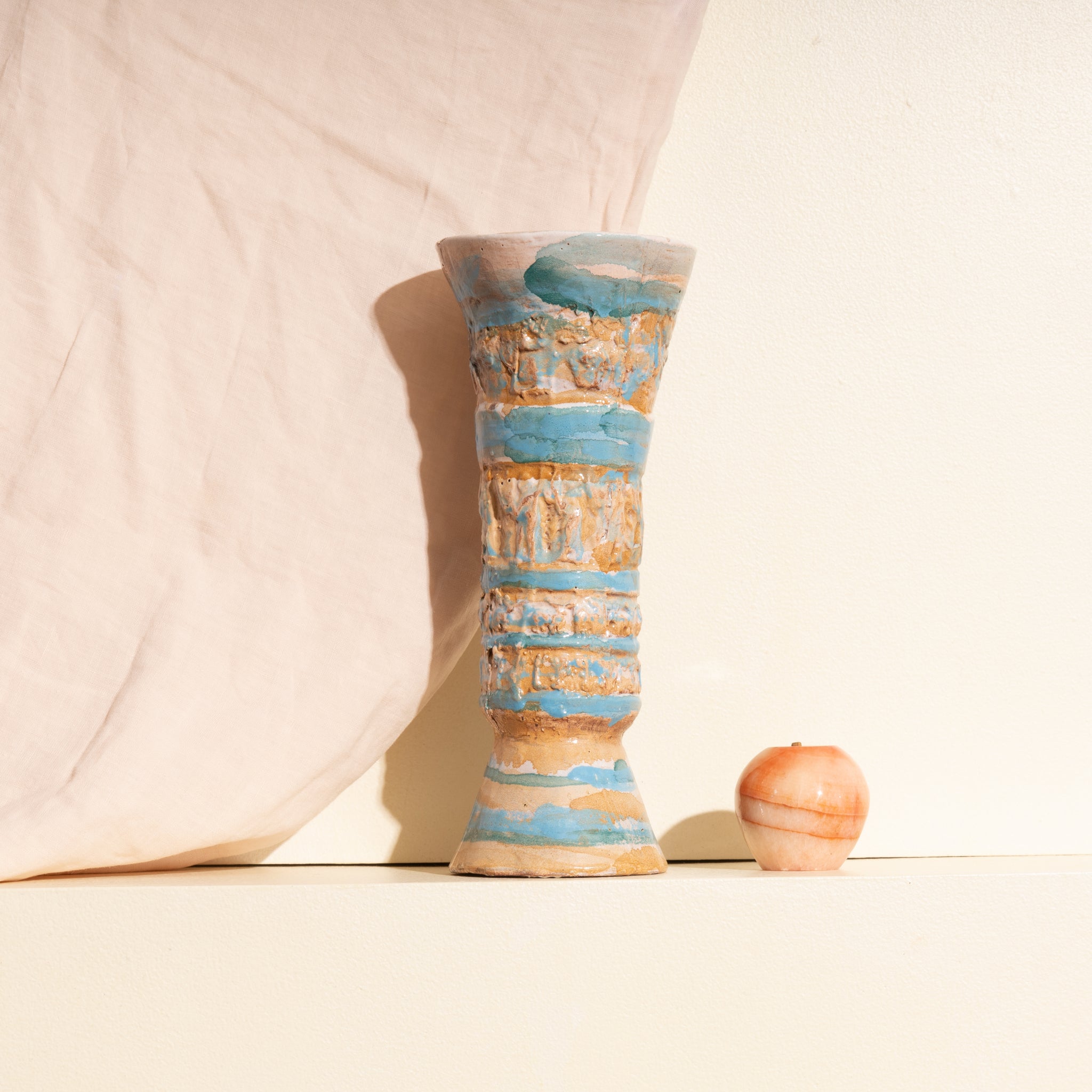 Clay and Baby Blue Raw Texture MCM Vase