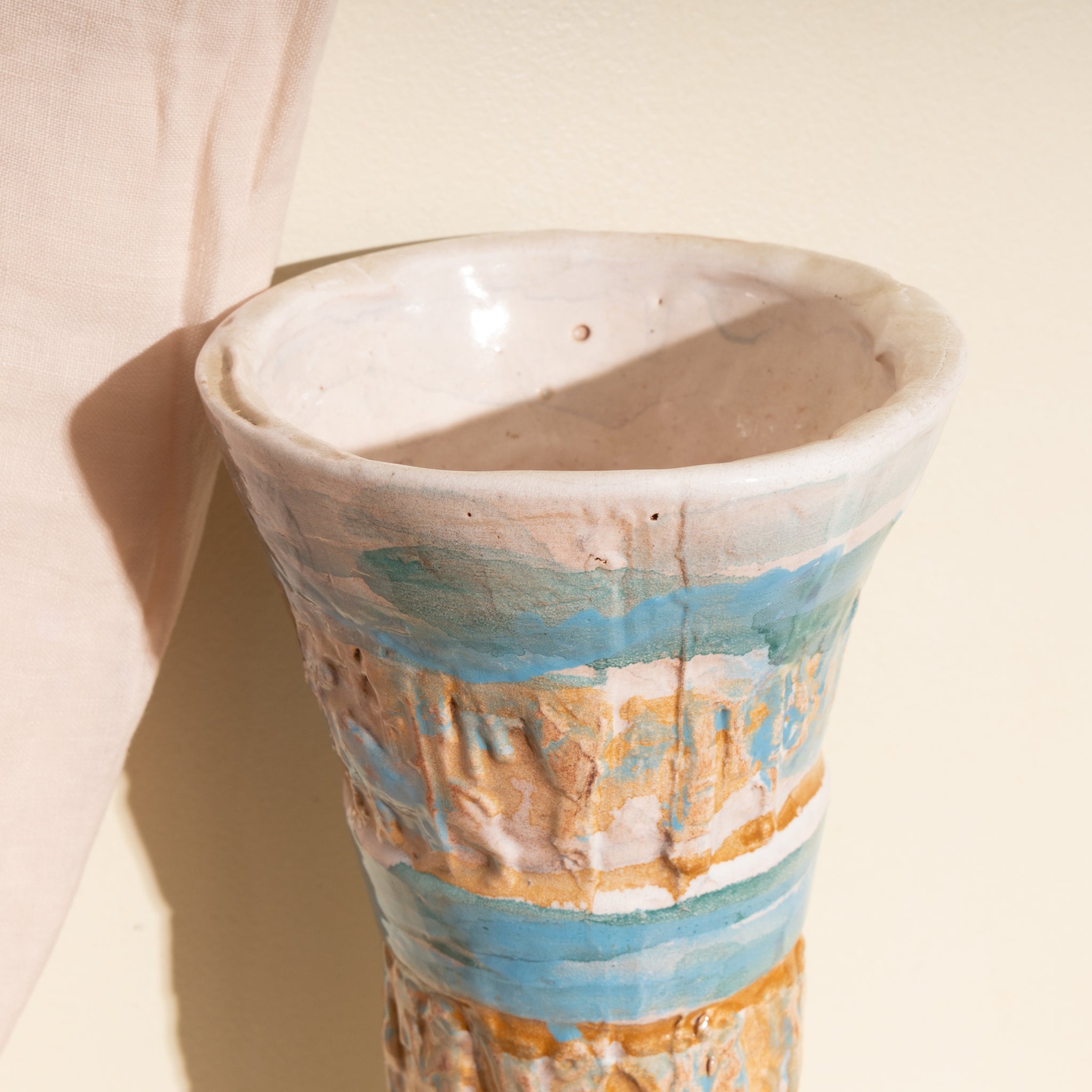 Clay and Baby Blue Raw Texture MCM Vase