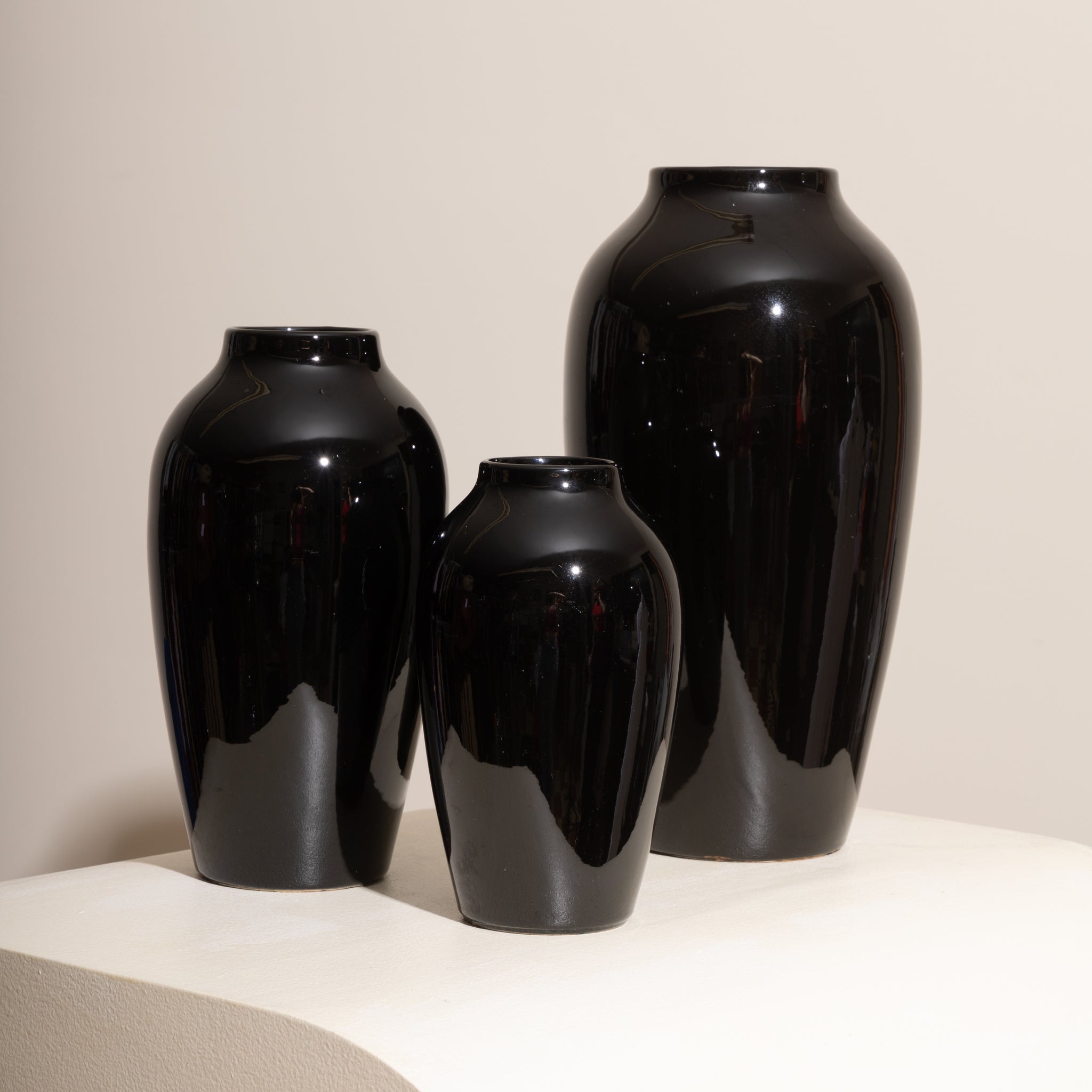 Black Ceramic Vases (Set of 3)