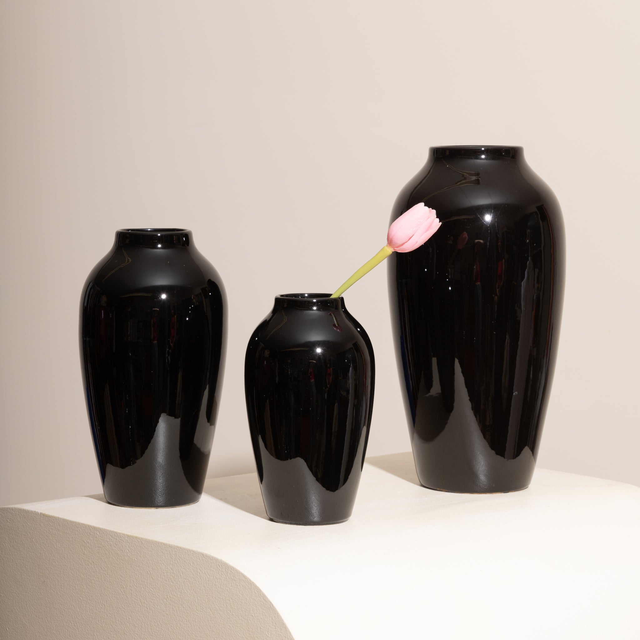 Black Ceramic Vases (Set of 3)
