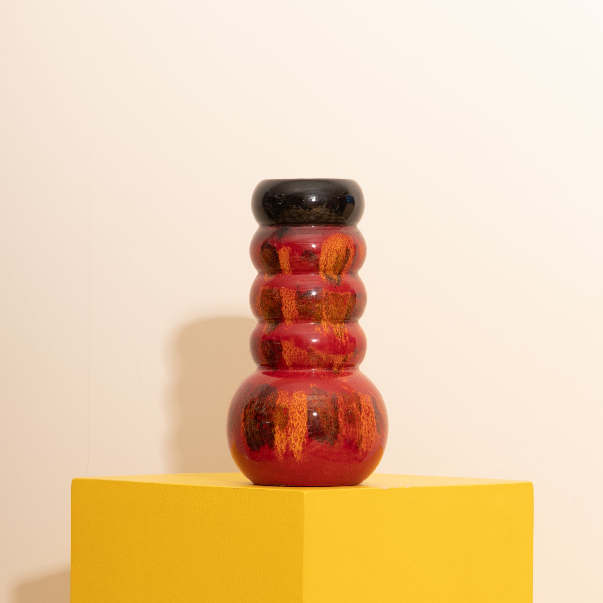 MCM Red Ceramic Bubble Vase