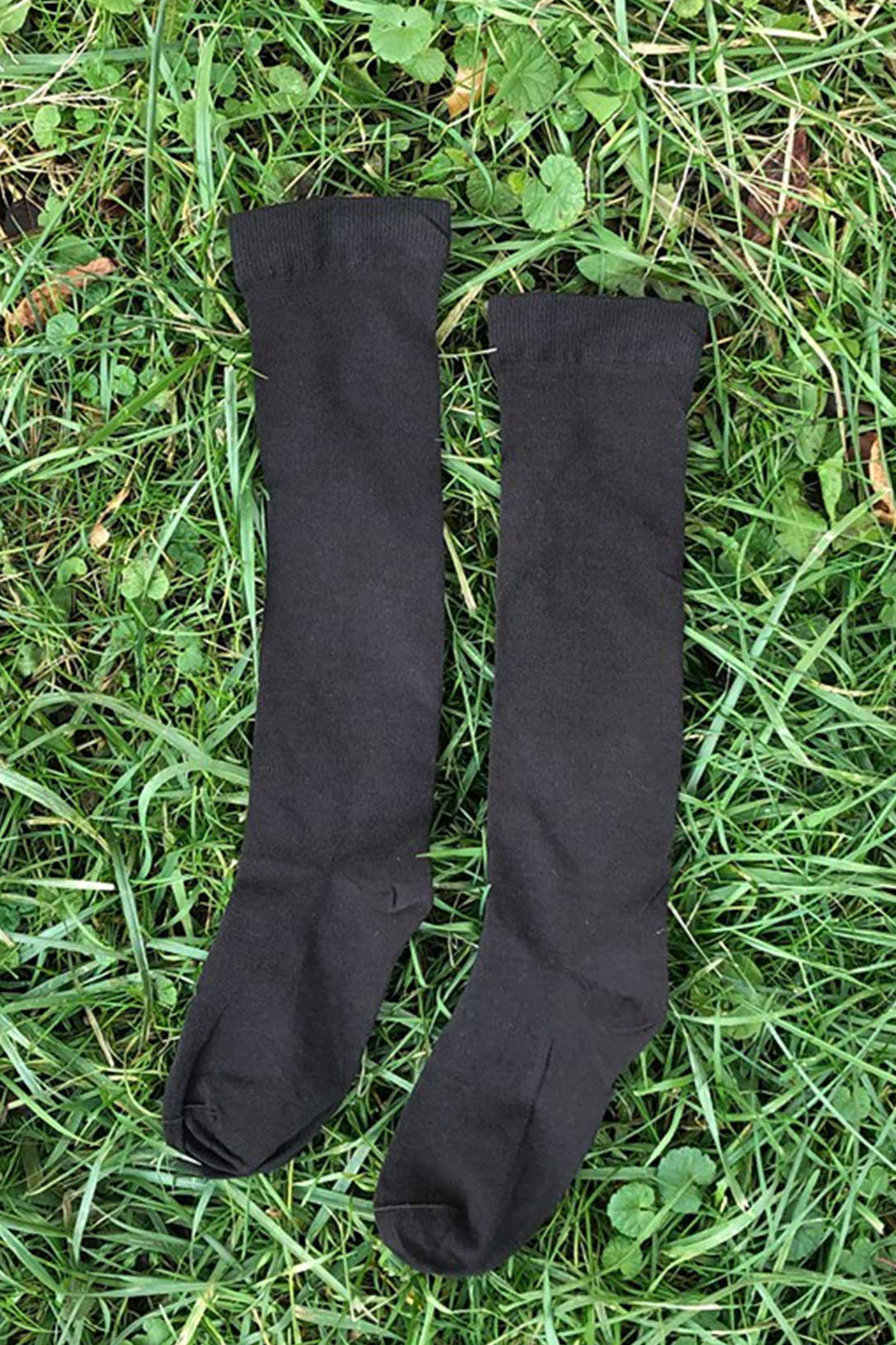 Black Clueless Knee High Socks - Pure Cotton