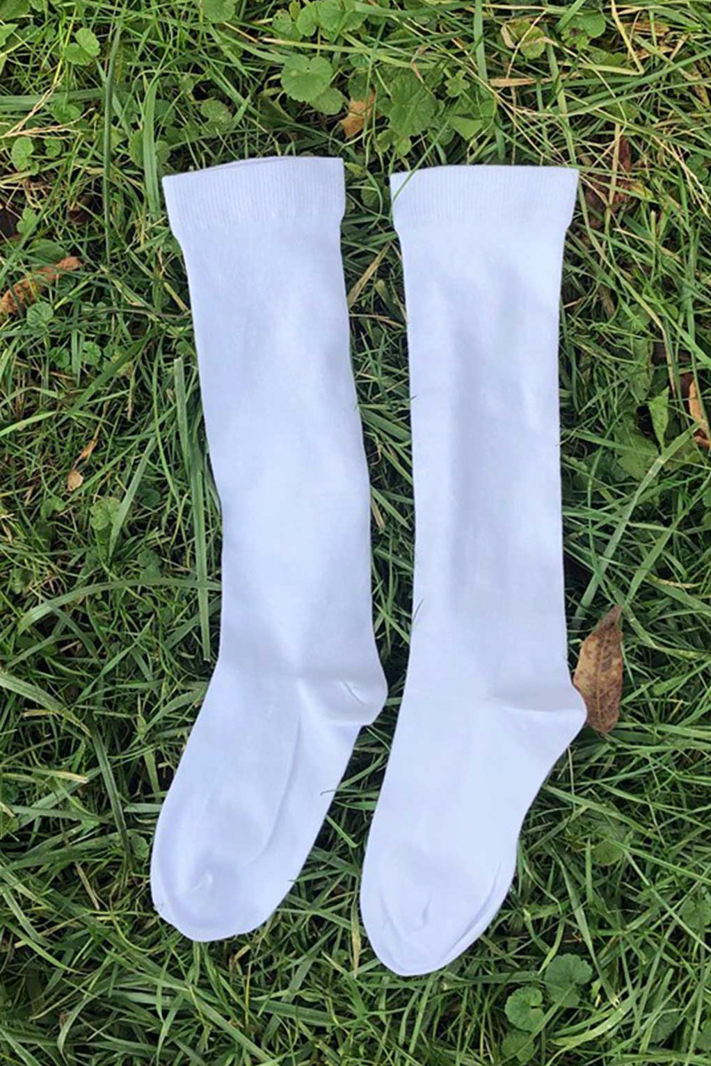White Clueless Knee High Socks - Pure Cotton