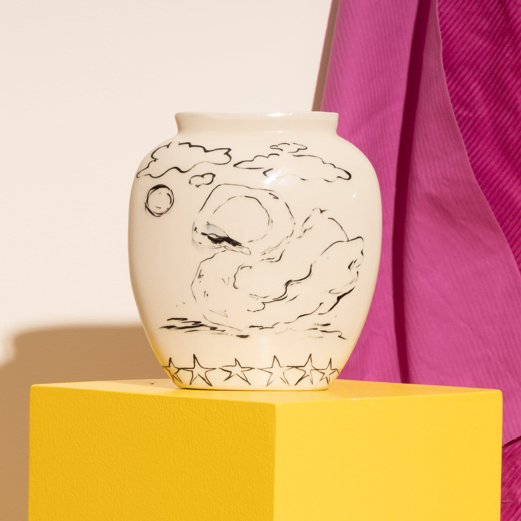 Swan & Stars Illustrative Vase