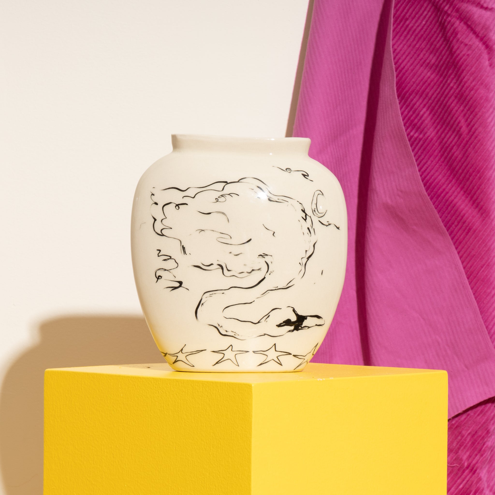Swan & Stars Illustrative Vase