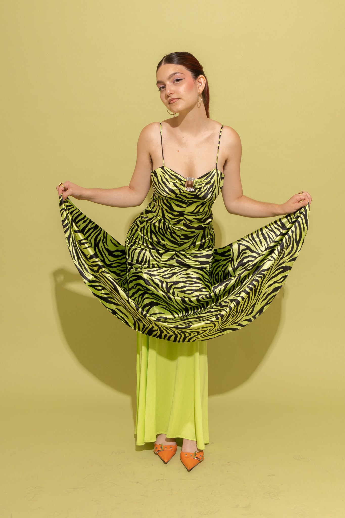 Lime Zebra Print Gown (XS)