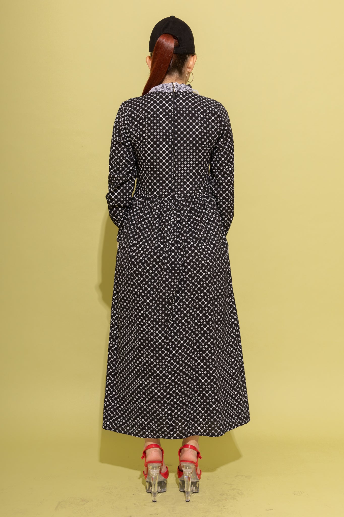 Vintage Black & White Prairie Dress (XS-P)
